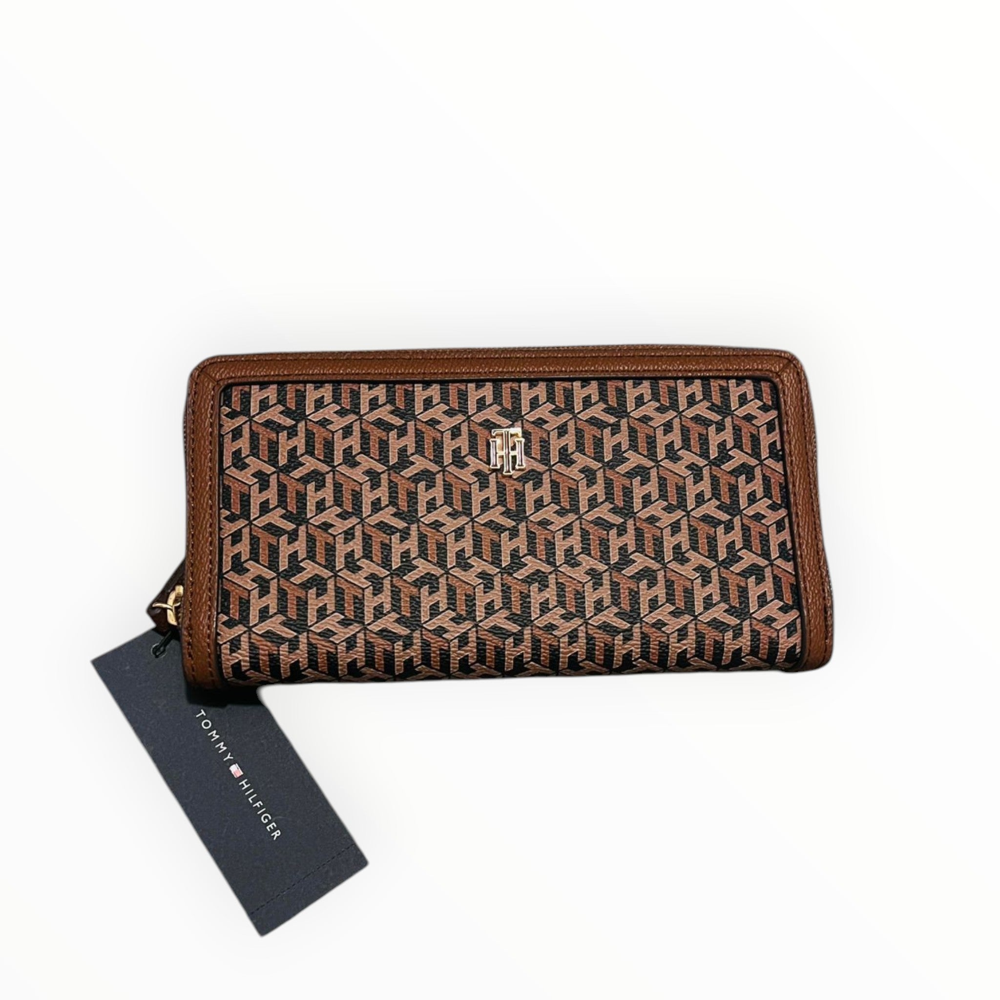 Cartera de mujer cafe con Relieves del Logo